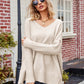 Boho Loose V Neck Side Slit Knit Cozy Pullover Sweater