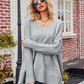 Boho Loose V Neck Side Slit Knit Cozy Pullover Sweater