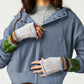 Boho Waffle Knit Long Sleeve Casual Zipper Front Pullover Hoodie