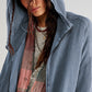 Bohemian Long Sleeve Loose Waffle Knit Casual Zip Front Hoodie