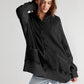 Bohemian Long Sleeve Loose Waffle Knit Casual Zip Front Hoodie