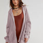 Bohemian Long Sleeve Loose Waffle Knit Casual Zip Front Hoodie