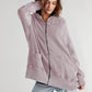 Bohemian Long Sleeve Loose Waffle Knit Casual Zip Front Hoodie