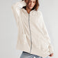 Bohemian Long Sleeve Loose Waffle Knit Casual Zip Front Hoodie