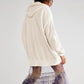 Bohemian Long Sleeve Loose Waffle Knit Casual Zip Front Hoodie