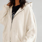 Bohemian Long Sleeve Loose Waffle Knit Casual Zip Front Hoodie