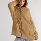 Bohemian Long Sleeve Loose Waffle Knit Casual Zip Front Hoodie