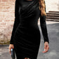 Sexy Boho Womens Round Neck Velvet Long Sleeve Holiday Dress