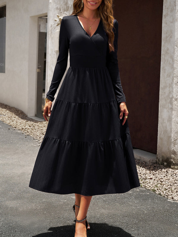 Women's Bohemian Autumn Long Sleeve V-Neck Empire Waist DressWomen's Bohemian Autumn Long Sleeve V-Neck Empire Waist Dress