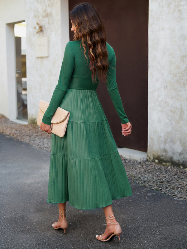 Women's Bohemian Autumn Long Sleeve V-Neck Empire Waist Dress