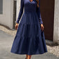 Bohemian Women's Autumn Long Sleeve V-Neck Empire Waist Dress