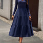 Women's Bohemian Autumn Long Sleeve V-Neck Empire Waist Dress