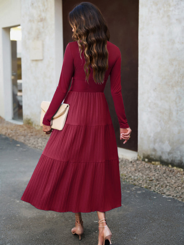 Women's Bohemian Autumn Long Sleeve V-Neck Empire Waist Dress