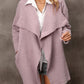 Boho Solid Color Women's Knit Open Front Large Lapel Cardigan