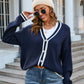 Bohemian Nautical Contrast Color Knit Cardigan Sweater