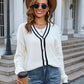Bohemian Nautical Contrast Color Knit Cardigan Sweater
