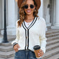 Bohemian Nautical Contrast Color Knit Cardigan Sweater