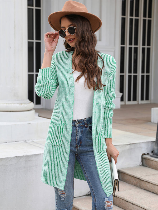 Bohemian Ribbed Solid Color Cardigan Sweater Jacket