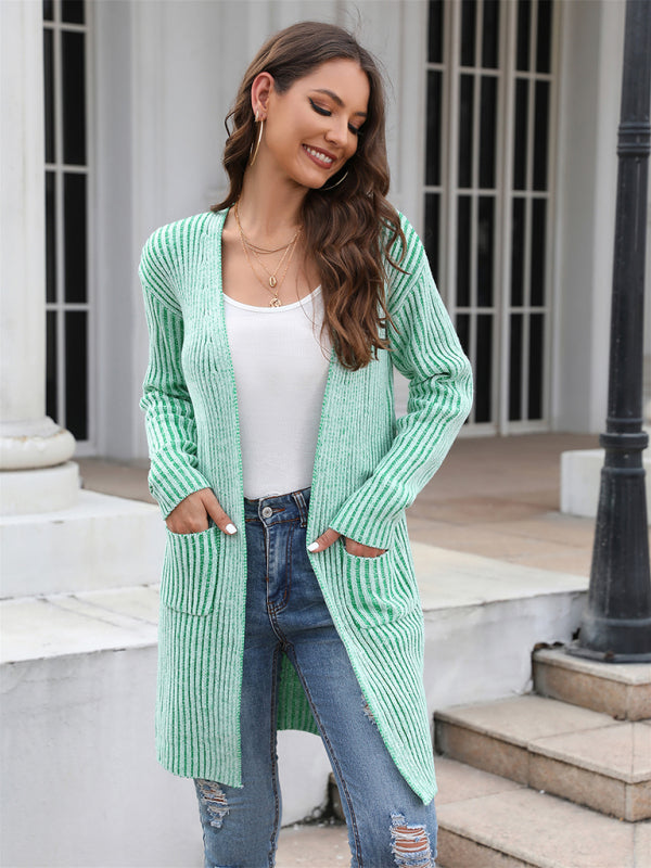 Bohemian Ribbed Solid Color Cardigan Sweater Jacket