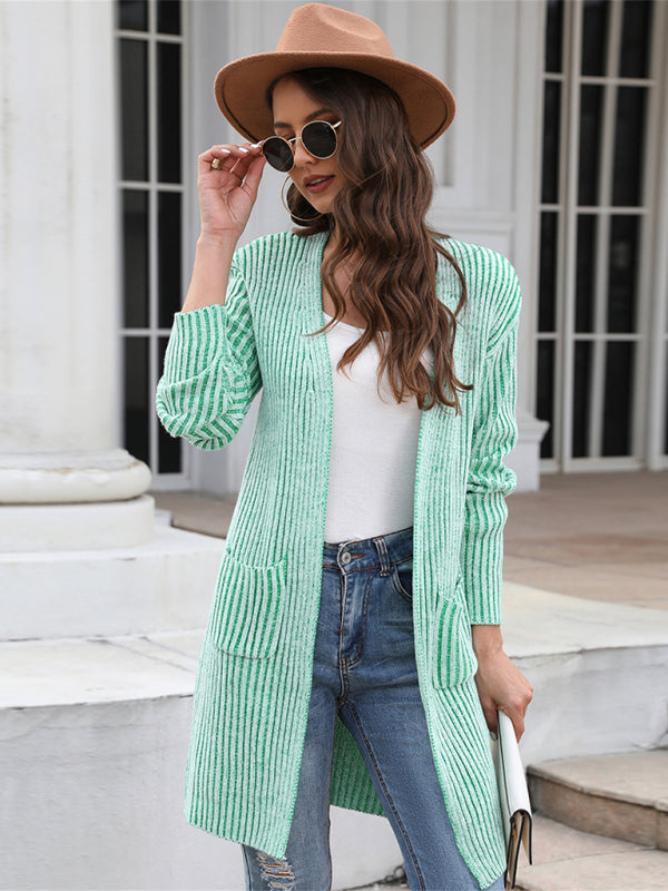 Bohemian Ribbed Solid Color Cardigan Sweater Jacket