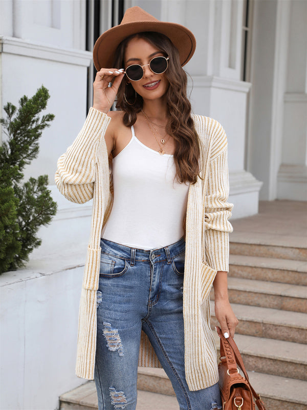 Bohemian Ribbed Solid Color Cardigan Sweater Jacket