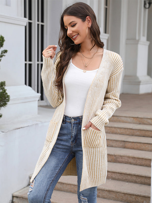 Bohemian Ribbed Solid Color Cardigan Sweater Jacket