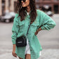 Boho Houndstooth Long Sleeve Shirt Jacket "Shacket"
