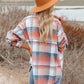 Boho Pink Plaid Mid Length Long Sleeve Shirt with Pockets