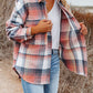Boho Pink Plaid Mid Length Long Sleeve Shirt with Pockets