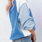 Boho Color Block Fleece Plush Lantern Sleeve Sweatshirt