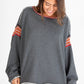 Boho Loose Round Neck Crochet Panel Raw Edge Sweatshirt