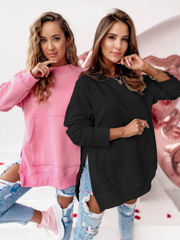 Bohemian Women's Casual Loose Long Sleeve Kangaroo Pocket Pullover Top