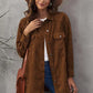Bohemian Corduroy Lapel Button Up Casual Shirt