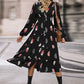 Bohemian Feather Long Sleeve Midi Dress
