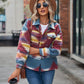 Boho Western Aztec Pattern Collared Pocket Jacket