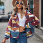 Boho Western Aztec Pattern Collared Pocket Jacket