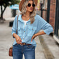 Bohemian Casual Waffle Knit Long Sleeve Pocket Shirt