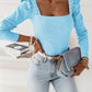 Bohemian Women's Solid Color Puff Sleeve Pearl Top