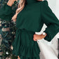 Boho Ruffle Long Sleeve Solid Color Holiday Mini Dress