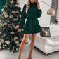 Boho Ruffle Long Sleeve Solid Color Holiday Mini Dress