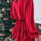 Boho Ruffle Long Sleeve Solid Color Holiday Mini Dress