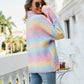 Bohemian Rainbow Turtleneck Long Sleeve Knit Sweater