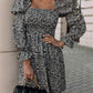 Boho Floral Long Sleeve Square Neck Puff Sleeve Smocked Dress