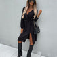 Bohemian Polka Dot Print Long Sleeve Surplice Wrap Tie Dress