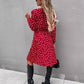 Bohemian Polka Dot Print Long Sleeve Surplice Wrap Tie Dress