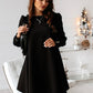Bohemian Long Sleeve Round Neck Swing Dress with Rear Metal Buttons