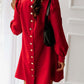 Bohemian Long Sleeve Round Neck Swing Dress with Rear Metal Buttons