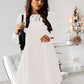 Bohemian Long Sleeve Round Neck Swing Dress with Rear Metal Buttons