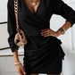 Boho Sexy V-Neck Long Sleeved Ruffle Wrap Mini Dress