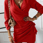 Boho Sexy V-Neck Long Sleeved Ruffle Wrap Mini Dress